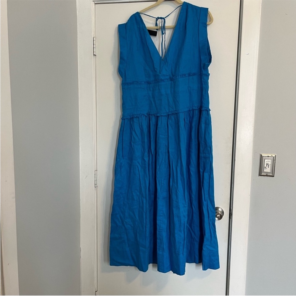 NEW! Banana Republic Blue Cabana Linen Cinch-Waist Maxi Dress - Medium 🍉 - Picture 9 of 9